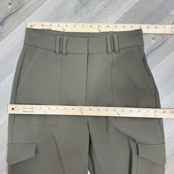 Express Super High Rise Pleated Ankle Cargo Utility Pants Olive Khaki Green 6 - Picture 12 of 16